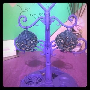 Embroidered Denim hoops